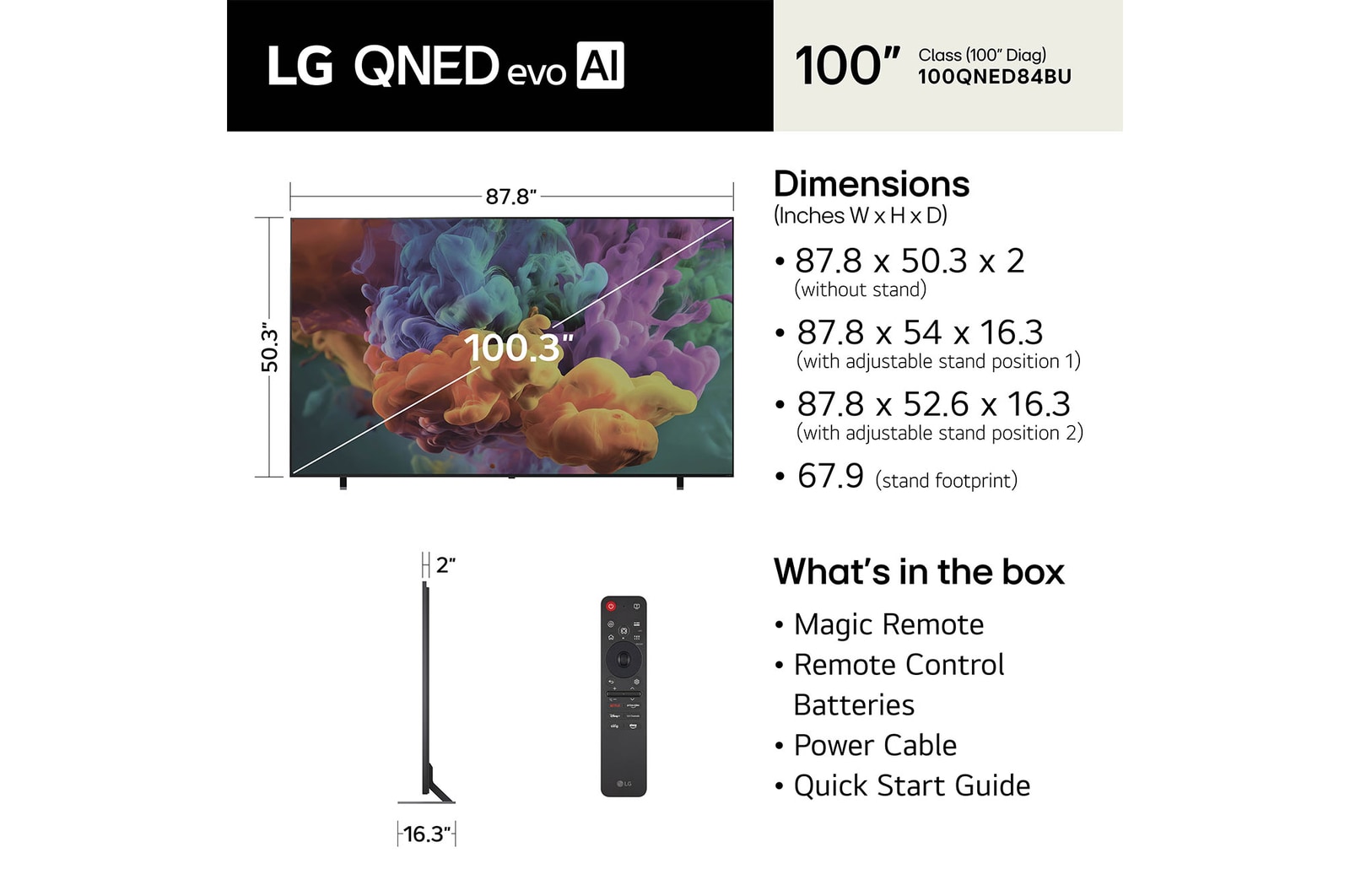 100 inch LG QNED evo AI QNED84 Mini LED 4K Smart TV 2026